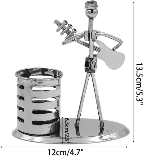Vista 3 de Música Tema de Músico Sombrero de Hierro Hombre Arte Acero Metal Personalidad Creativa Lápiz Titular de Lápiz Taza Oficina Estudiantes de Escritorio