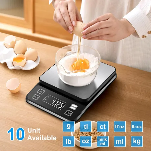 Vista 4 de Diyife - Báscula de cocina grande de 22 libras con 0.00 oz de alta precisión, IPX67 impermeable Stainless Steel Food Scale, 10 Unit, Washable