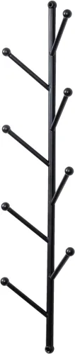 Vista 7 de MyGift 8 ganchos montados en la pared, moderno metal negro mate para sombreros y percheros, perchero decorativo vertical colgante con ganchos