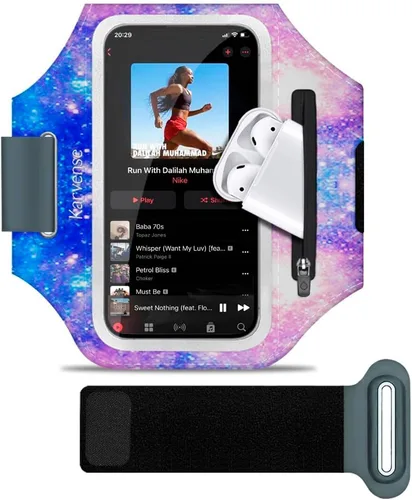 Vista 11 de Brazalete para teléfono para correr, soporte de teléfono para correr para iPhone y Samsung Galaxy, soporte para teléfono celular para caminar, Negro