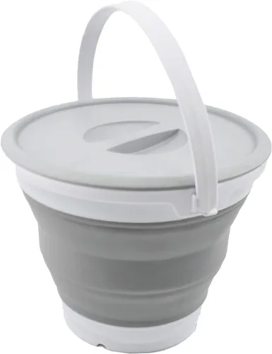 Vista 9 de SAMMART Cubo de plástico plegable de 5.5 L (1.4 galones) con tapa, bañera redonda plegable con tapa, cubo de agua portátil para pesca, maceta