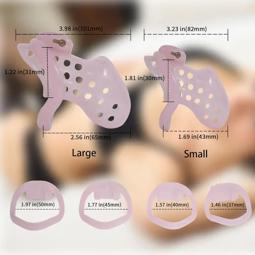 Vista 2 de Dispositivo de castidad de resina con bloqueo invisible SM Bondage para adultos, jaula de castidad para adultos, jaula para pene con 4 anillos