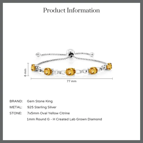 Vista 66 de Gem Stone King Pulsera de tenis de diamantes cultivados en laboratorio con piedra natal de 3-6 quilates para mujer, plata de ley 925, ovalada
