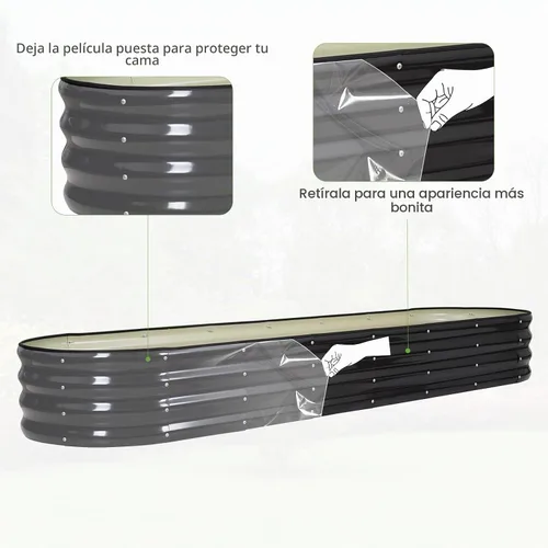 Vista 8 de Cama de jardín elevada galvanizada para exteriores, camas elevadas para jardinería, caja de maceta de metal, kit de cama de jardín elevada de acero