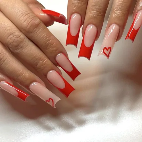 Vista 6 de Puntas de Uñas Francesas Rosadas Bailarina Uñas Postizas Largas Cuadradas de Presión Cobertura Completa Uñas Postizas Acrílicas de Mariposa