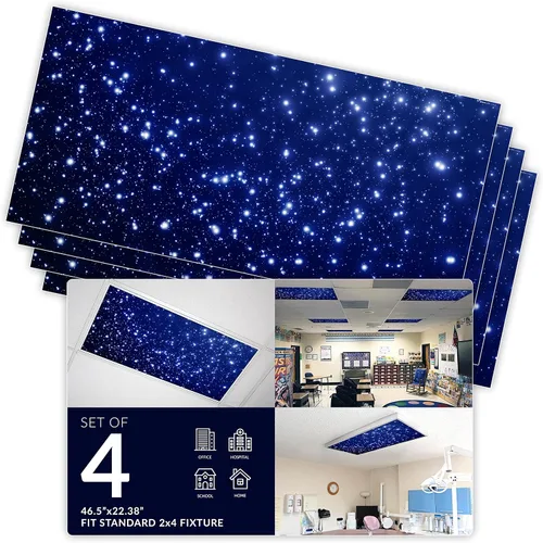 Vista 15 de Cubierta de luz fluorescente para luces de techo de aula, inserto de película retroiluminada de alta calidad, 2 x 4 (22.38 x 46.5 pulgadas)