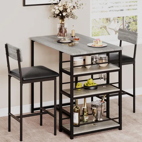 Vista 9 de IDEALHOUSE IDDIINGTABLESET-ZDYJ-23071703, Mármol Gris y Oro Blanco