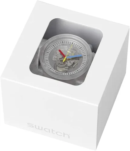 Vista 4 de Swatch Reloj unisex CLEARLY BOLD (Modelo SB01K100), Transparente, Reloj estándar