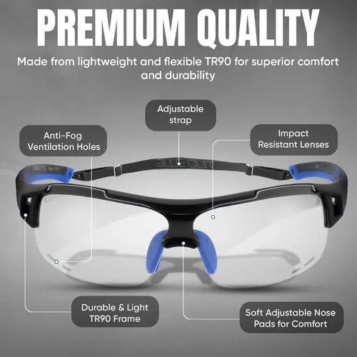 Vista 5 de BLUE CUT Sports Safety Goggles Interchangeable Sun Lens Anti Fog UV Protection Indoor Outdoor Pickleball Cycling Basketball