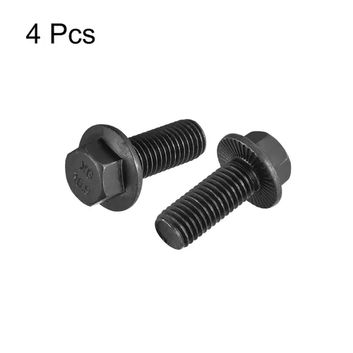 Vista 3 de uxcell Pernos de brida dentada hexagonal M14-0.079x1.378 in Tornillos de acero al carbono de grado 10.9 4pcs