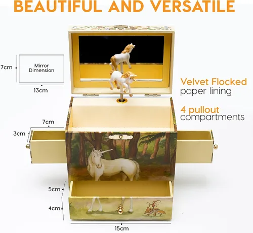 Vista 2 de Caja de música Enchantmints joyero de unicornio