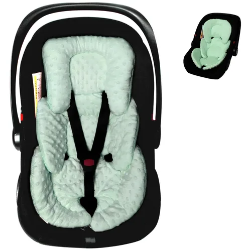 Vista 11 de Inserto para asiento de automóvil infantil, cojín reversible 2 en 1 para asiento de automóvil para recién nacido, soporte para la cabeza y el Negro