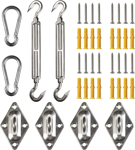 Vista 9 de Royal Shade Kits de accesorios de cables de alambre de 48 pies (12 pies x 4) para toldo rectangular / cuadrado – Metal de acero inoxidable