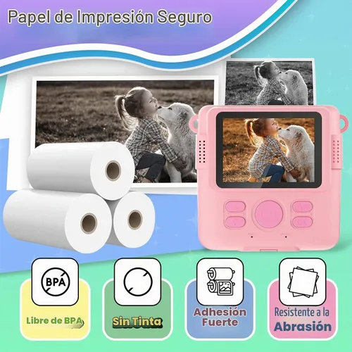Vista 2 de Papel de impresora, 12 rollos para cámara de impresión instantánea para niños, papel de impresión térmica de impresión HD (12 rollos)