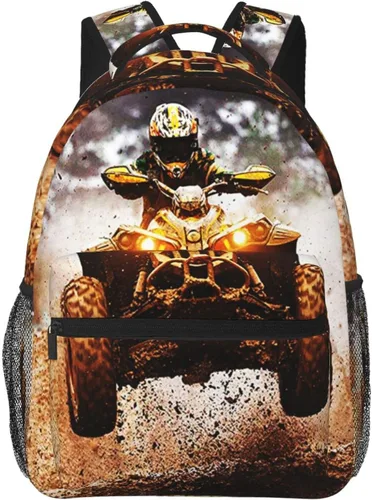 Vista 7 de Mochila de motocross para niños, niñas y hombres, mochila de viaje para computadora portátil casual, mochila universitaria de regreso a la escuela
