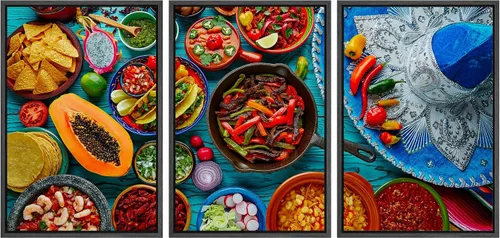 Vista 104 de wall26 Lienzo enmarcado para pared, juego de arte de hierbas, verduras y condimentos en madera, alimentos, fotografía cultural, realismo, paisaje