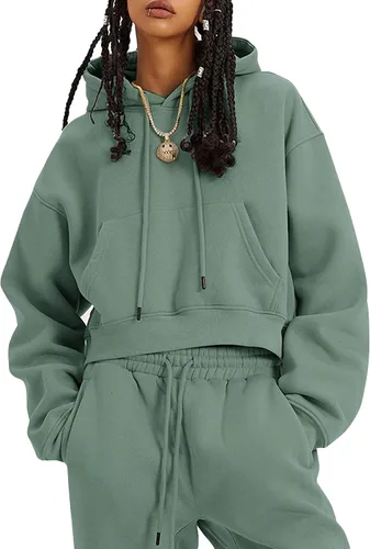 Vista 91 de Kissonic Conjunto deportivo de forro polar para mujer, 2 piezas, sudadera con capucha y pantalones deportivos