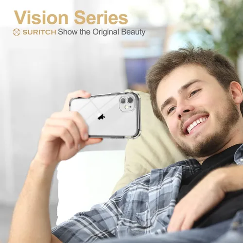 Vista 4 de SURITCH Funda transparente para iPhone 11 (solamente) de 6.1 pulgadas, [protector de pantalla integrado] cubierta protectora de cuerpo completo a