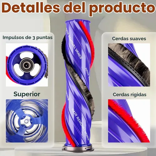 Vista 5 de Versión mejorada Antienredos para reemplazo de cepillo de rodillo Cepillo de rodillo anti-enrollado mejorado