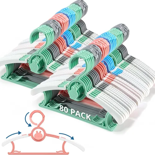 Vista 14 de Perchas ajustables para bebé, extensibles y apilables, perchas de plástico antideslizante de 11 a 14 pulgadas, perchas para niños pequeños