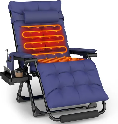 Vista 13 de Slendor Heated Oversized Zero Gravity Chairs 33In, XXL Lounge Chair, Black Negro