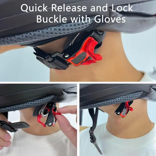 Vista 3 de Kit de reemplazo de hebilla de liberación rápida para casco, clip de correa de barbilla para casco compatible con cara completa, 3/4, medio casco.