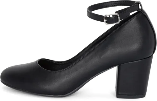 Vista 2 de Hype Zapatos de tacón de bloque con correa de tobillo ajustable y puntera redonda cerrada para mujer