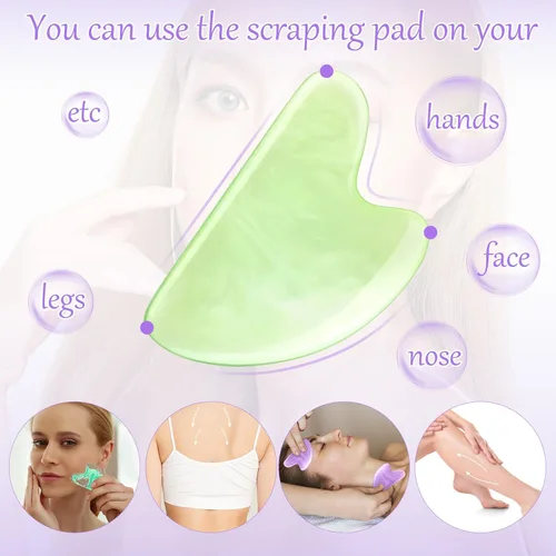 Vista 6 de Sherr 16 herramientas faciales Gua Sha Stone Gua Sha, herramientas de masaje facial, masajeador facial para cuerpo, spa, acupuntura, aliviar