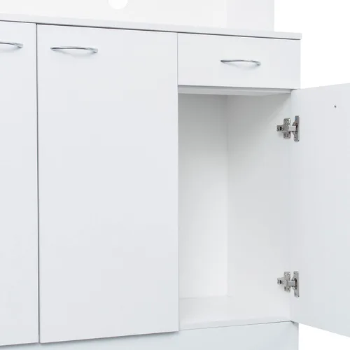 Vista 8 de 6-Door Tall Wardrobe & Kitchen Cabinet with Open Shelf and Drawer, White Design for Bedroom Use