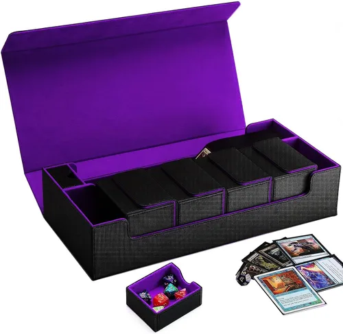 Vista 10 de Estuche de almacenamiento prémium para tarjetas coleccionables TCG, caja con capacidad para más de 800 tarjetas con funda para MTG, YuGiOh, Uno
