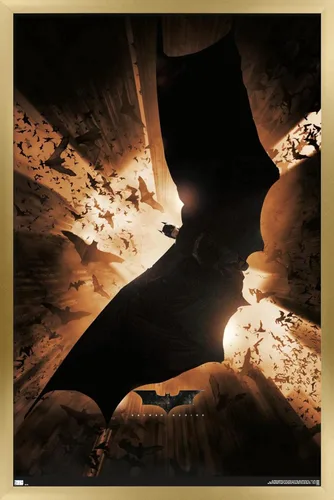 Vista 14 de DC Comics Batman Begins - Póster de pared de una hoja, 22.4 pulgadas de largo x 14.7 pulgadas de ancho, versión enmarcada de madera de granero