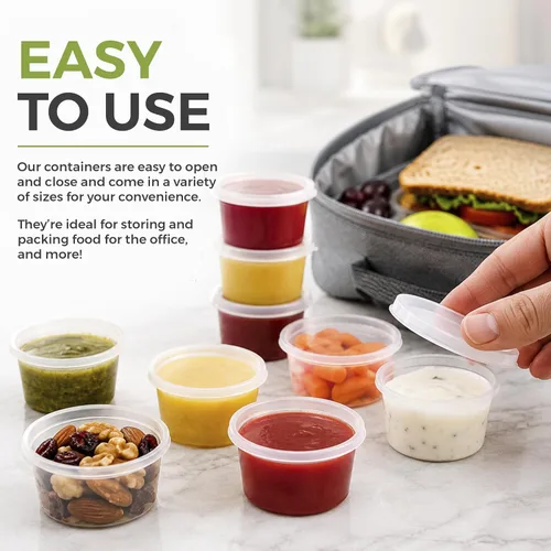 Vista 8 de Greenco Mini contenedores para almacenamiento de alimentos, condimentos. Contenedores de salsa, alimento para bebé y para cajas de almuerzo