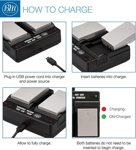 Vista 5 de BM - Paquete de 2 baterías EN-EL5 y cargador de batería dual USB para cámara digital Nikon Coolpix P80, P90, P100, P500, P510, P520, P530