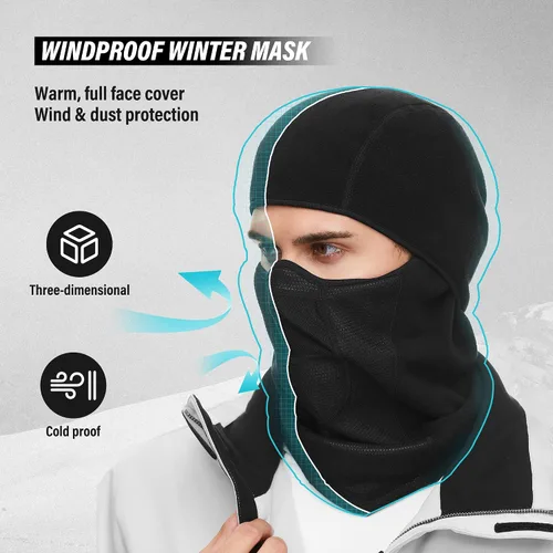 Vista 2 de Pasamontañas - Máscara facial de invierno gruesa y cálida al viento para hombres y mujeres, equipo de clima frío para esquí, equitación