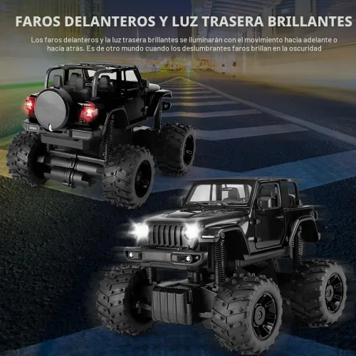 Vista 5 de Coche RC todoterreno con licencia 1/14 para Jeep, puertas abiertas, luces