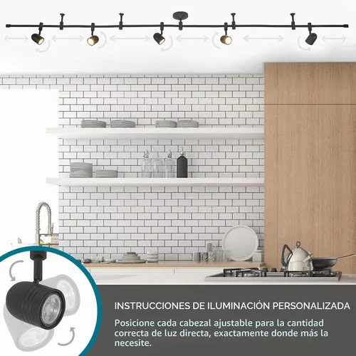 Vista 5 de Catalina Lighting Lámpara de Techo con Riel de 96", Bronce Frotado con Aceite, Riel Flexible LED Transicional de 5 Luces, Bombilla Incluida