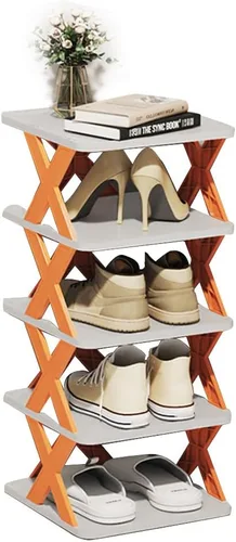Vista 15 de Organizador de almacenamiento de zapatos de varias capas, zapatero estrecho y vertical, pequeño soporte vertical para zapatos, organizador
