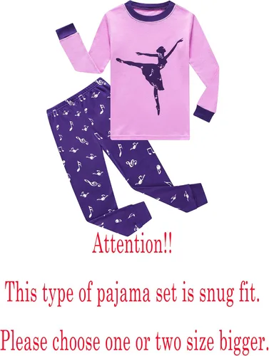 Vista 2 de Family Feeling - Conjunto de pijama de 2 piezas para niñas pequeñas, 100% algodón, pijamas para niñas grandes