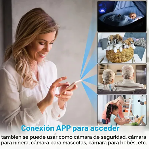Vista 2 de Cámara Wi-Fi 1080P HD Smart Home Cámaras Mini Cámaras Cam con sensor de movimiento Visión nocturna Control de aplicación Control de teléfono celular