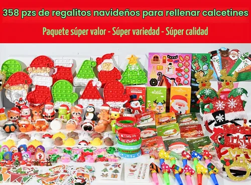 Vista 2 de 358 piezas de suministros de decoración para fiestas de Navidad, bolsa de dulces, rellenos de calcetines de piñata a granel, juguete de caja
