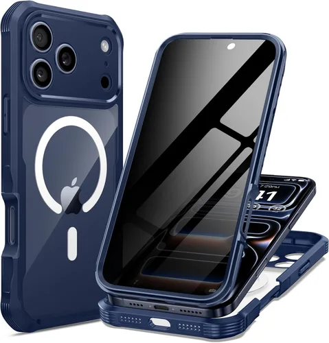 Vista 9 de seacosmo para iPhone Air Funda, Carcasa Completa con Protector de Privacidad de Vidrio Templado 9H Integrado y Protector de Lente de Cámara