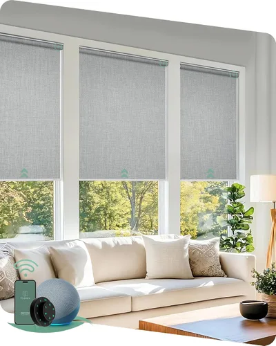 Vista 9 de Yoolax Persianas motorizadas con control remoto, persianas inteligentes opacas para ventanas, persianas enrollables motorizadas, persianas