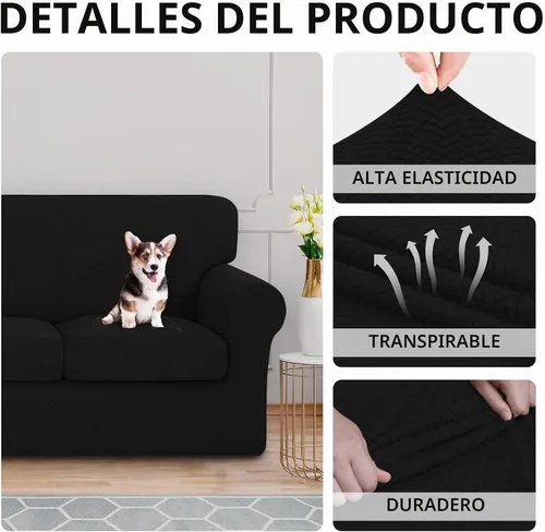 Vista 4 de ISSUNTEX 2 Piezas Fundas para Silla y Sofá de Alta Elasticidad Gruesas, Funda Suave para Sofá de 1 Cojín Separado, Tela Jacquard Funda Elástica