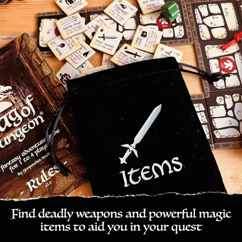 Vista 8 de Bag of Dungeon–Juego de Mesa de Aventura Fantástica para Familias y Fanáticos de RPG 1–4 Jugadores, Edades 7+ Explorador de Mazmorras Clásico