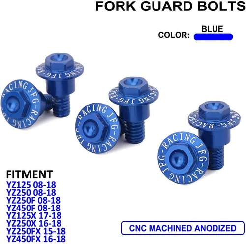 Vista 3 de AnXin Tornillos de protección de horquilla de motocicleta, tornillos CNC para YZ65 18-21 YZ85 19-21 YZ125 YZ250 YZ250F YZ450F 18-21 YZ125X 17-21
