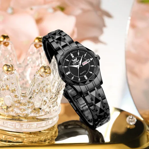 Vista 7 de Relojes para mujer, reloj de moda para mujer, reloj de pulsera de cuarzo analógico impermeable de acero inoxidable para mujeres y niñas