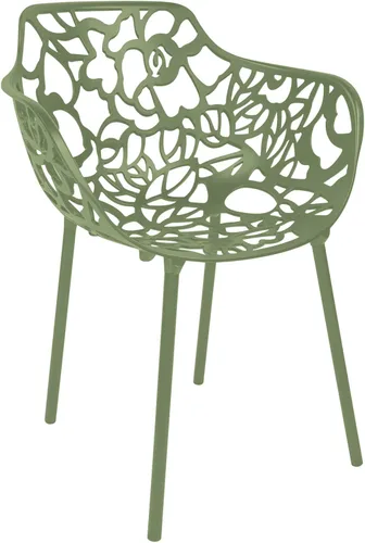 Vista 14 de LeisureMod Devon Collection - Sillas con brazos de comedor forestales, de aluminio para interiores y exteriores, apilables, para comedor, sala