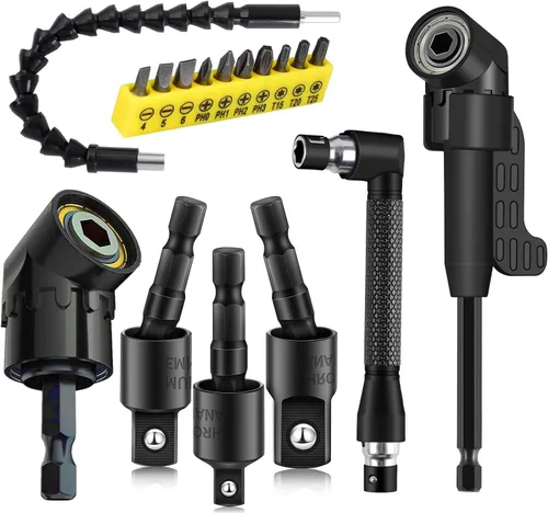 Vista 8 de CIGOTU Juego de extensión de adaptador de enchufe, 1/4, 3/8, vástago hexagonal de 1/2 pulgada, grado de impacto, convertidor de taladro eléctrico a