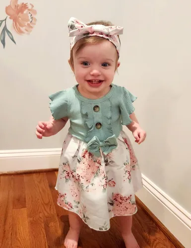 Vista 3 de Vestido de niña recién nacida, floral, manga con volantes, casual, vestido de playa, vestido de princesa con falda de princesa, vestidos de verano