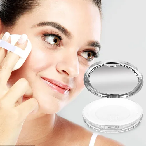 Vista 8 de Beaupretty Recipiente de polvo suelto de 2 piezas con soplo de polvo suelto, estuche compacto, estuche vacío de plástico reutilizable, vacío
